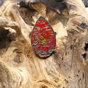 Triplet Opal Adjustable Ring - 925 Plated